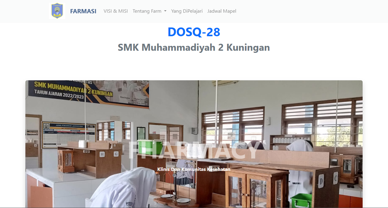 Screenshot of BKK DOSQ-28 website for SMK Muhammadiyah 2 Kuningan