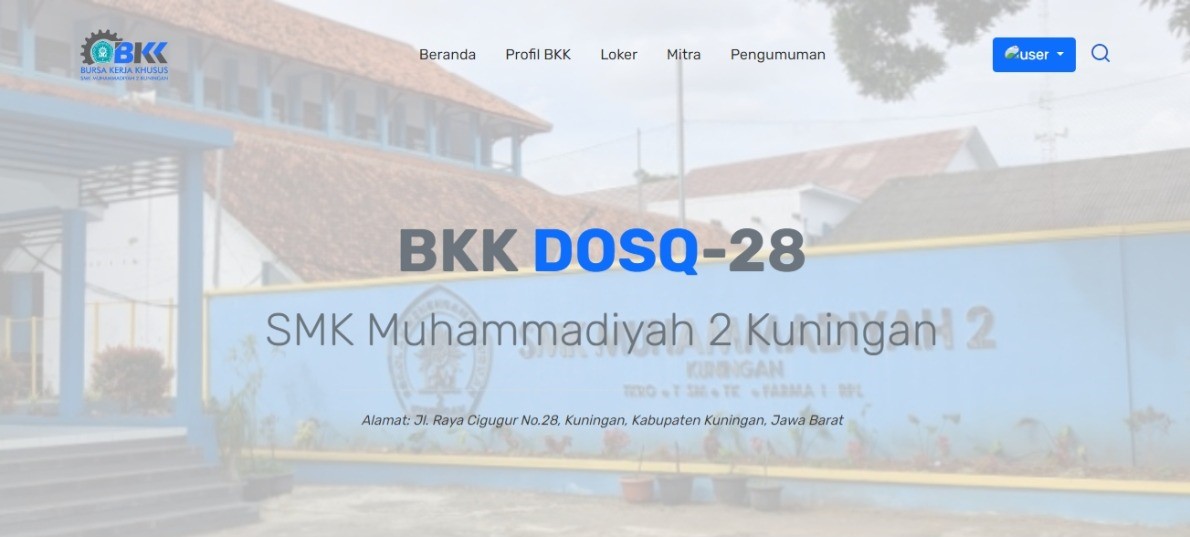 Screenshot of DOSQ-28 website for SMK Muhammadiyah 2 Kuningan