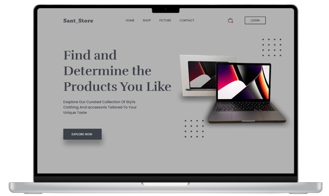 Screenshot of a product showcase website on a laptop screen
